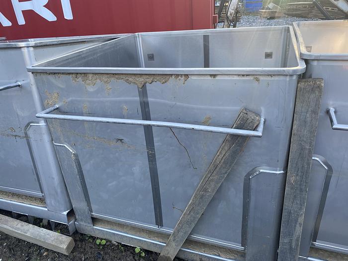 Used Used Tote Systems approximately 650 gallon stainless steel square bin