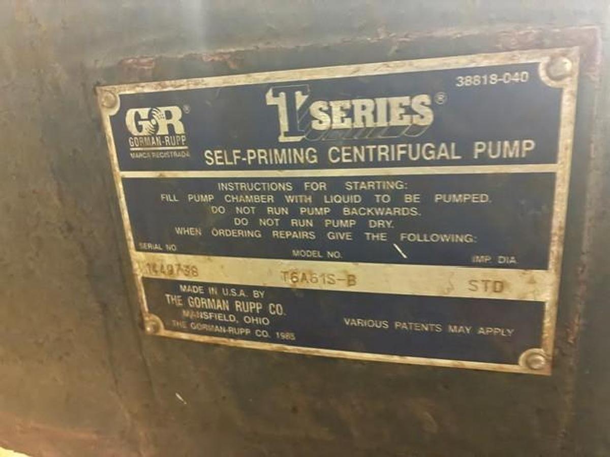Used (3) Used Gorman Rupp Co. Model T6A61S-B Self Priming Pumps