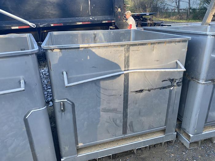 Used Used Tote Systems approximately 650 gallon stainless steel square bin