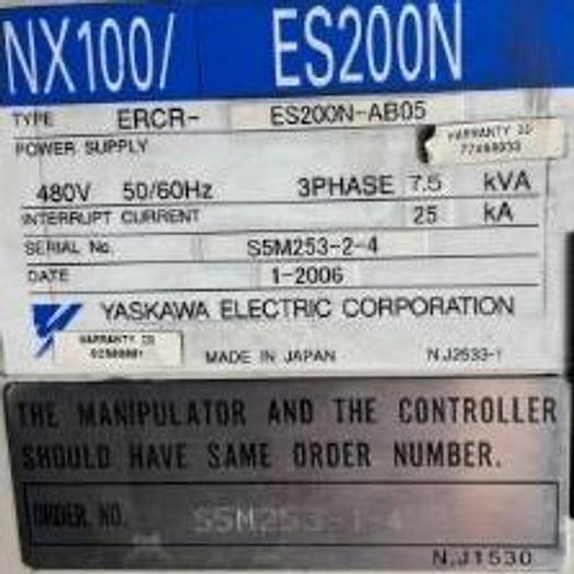 Used 2006 YASKAWA MOTOMAN ES200N 6 AXIS ROBOT 200KG X 2651MM WITH NX100 CONTOLLER