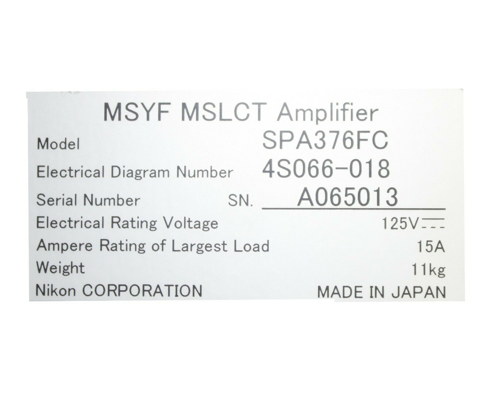 Used Nikon SPA376FC MSLCT AMPLIFIER