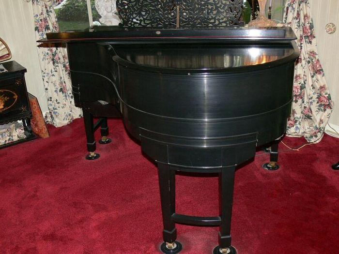 Used ANTIQUE EMERSON ELECTRIC PLAYER PIANO - BLACK SMALL GRAND W/ 38 QRS MUSIC ROLLS