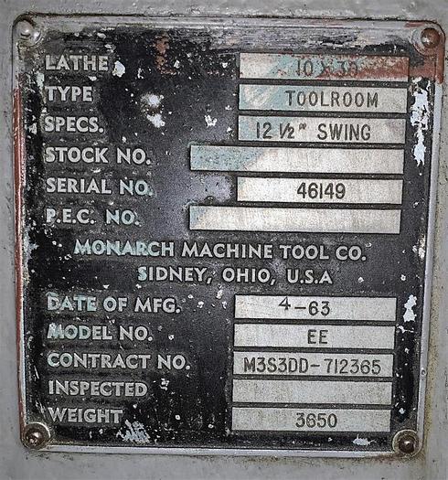Used 1963 Monarch 10 EE