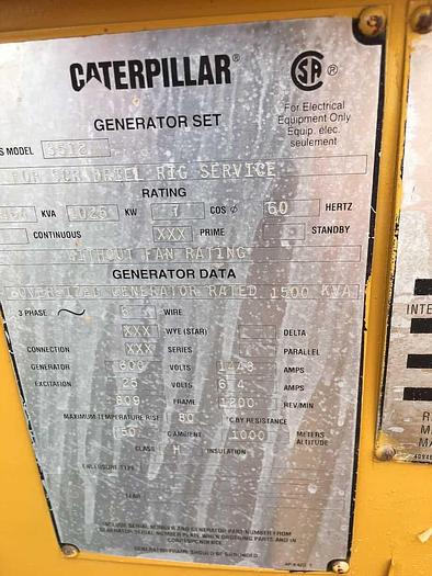 Used Caterpillar 3512 SR4 SCR 1025kW 1200 RPM Double Bearing AC Generator End