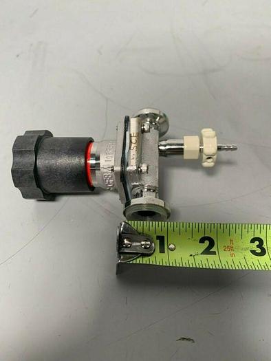 Used ITT Pure-Flo Stainless Steel Diaphragm Valve w/ 1/2" Sanitary Fit & Sample Valve