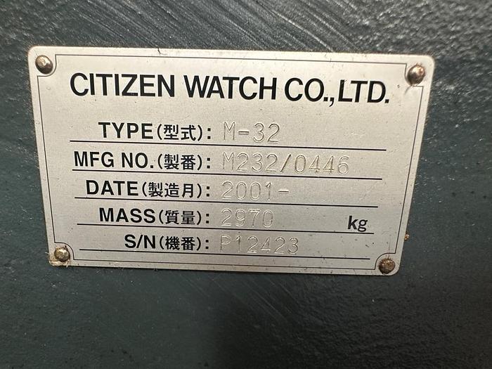 Used 2001 Citizen Cincom M-32 CNC Sliding Head Lathe