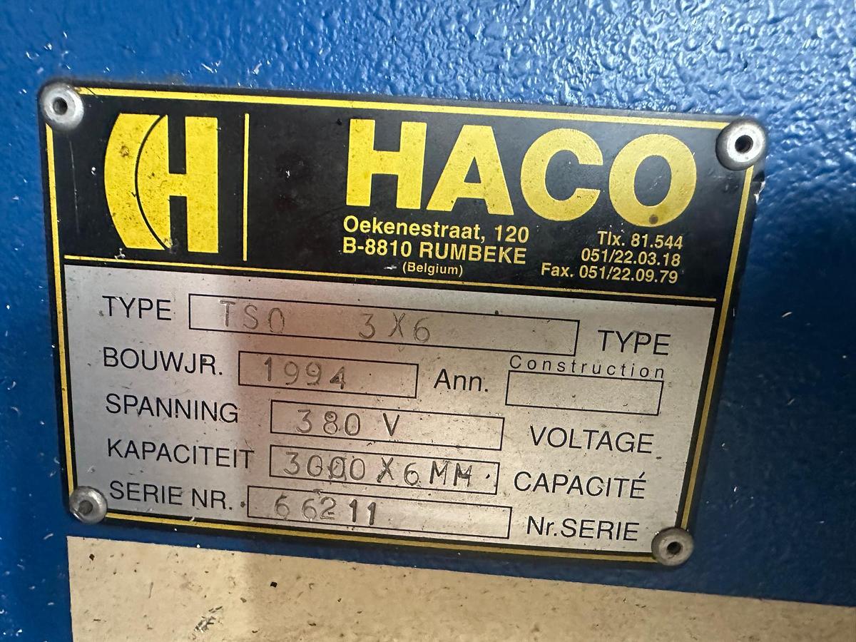 Used 1994 Haco TS0 3 x 6 Guillotine Shear