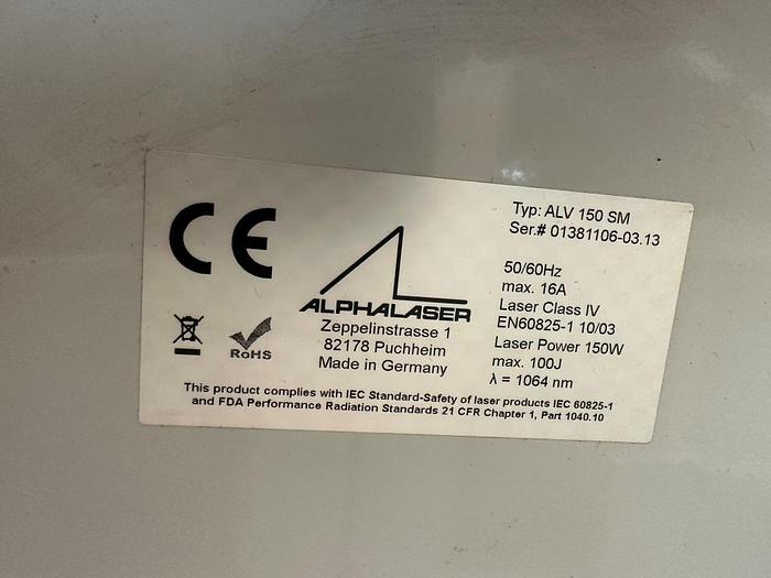 Used 2010 Alpha Laser ALV 150 SM Laser Welder