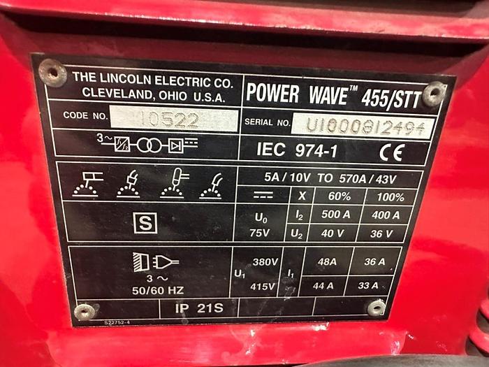 Used Lincoln Electric Power Wave 455/STT MIG Welder