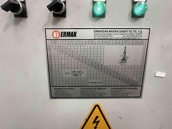 Used 2011 Ermaksan Speed Bend EVO 3100x135 CNC Pressbrake