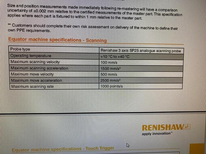 Used 2020 Renishaw Equator 300 CMM