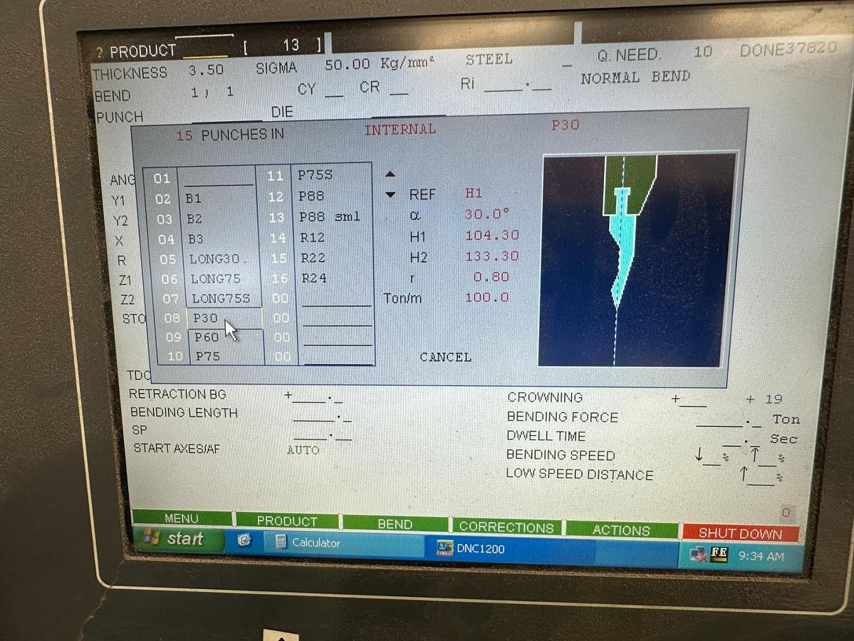 Used 2013 Durma AD-S 40175 CNC Press Brake – 6 Axis – Cybelec ModEva 10S Control