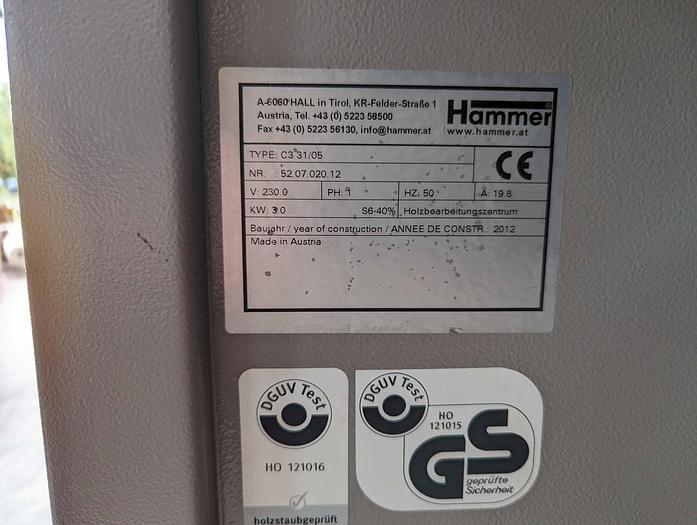 Used 2012 Hammer C3 31/05 Combination Woodworking Machine