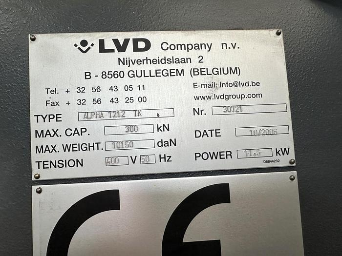 Used 2006 LVD Alpha 1212TK CNC Punching Machine