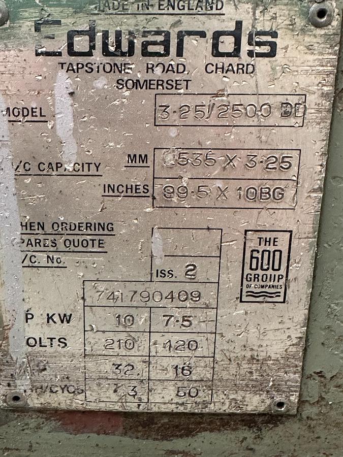 Used Edwards 3.25/2500 DD Mechanical Guillotine Shears for Sale 