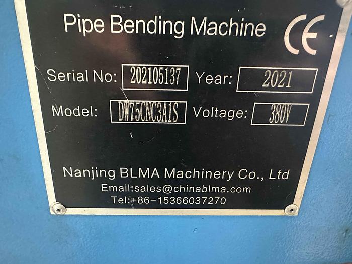 Used 2021 BLMA DW75CNC Tube Bending Machine
