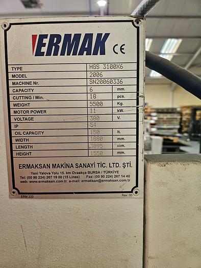 Used 2006 Ermak HGS 3106 Guillotine Shears