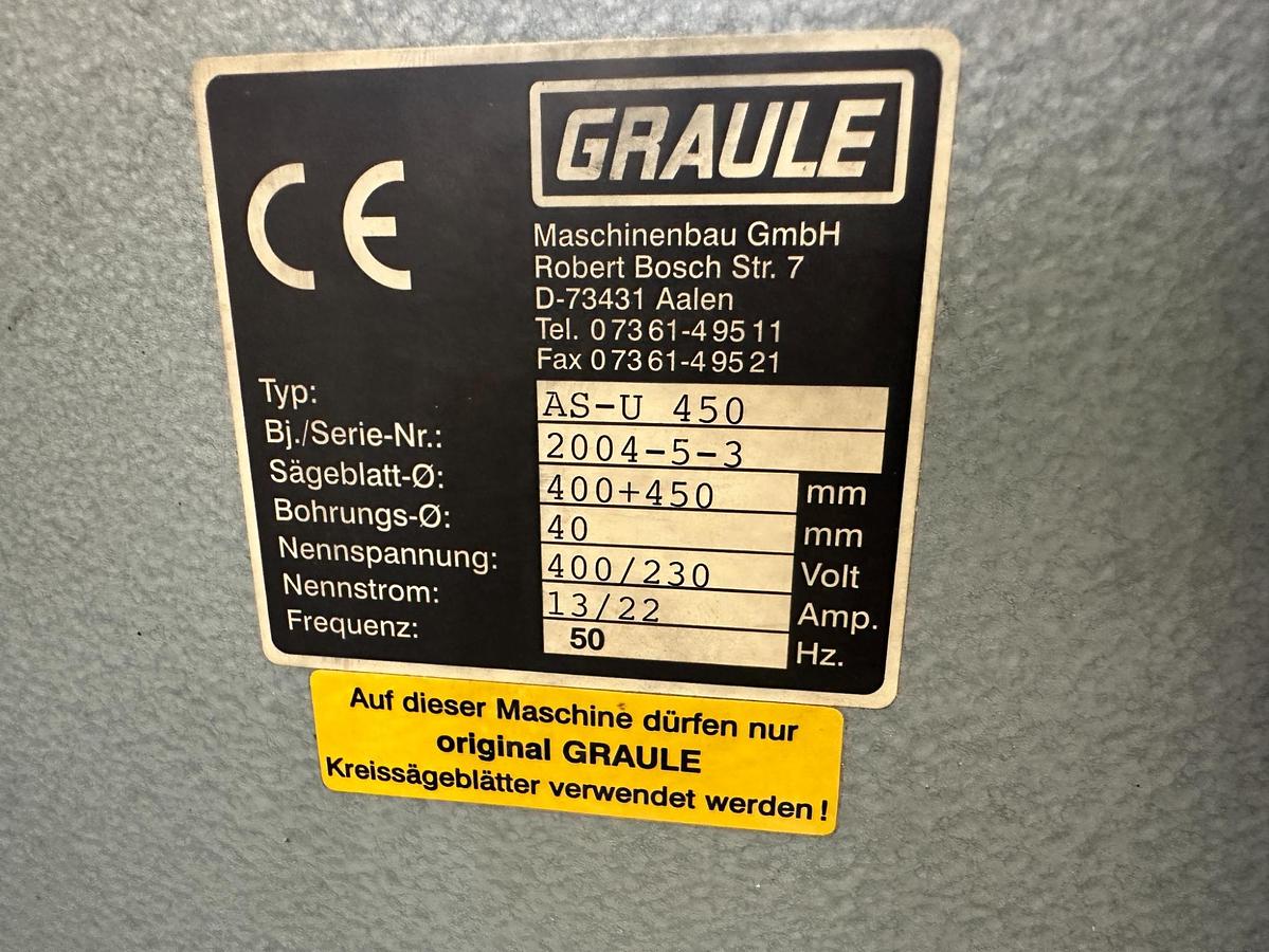 Used 2004 Graule AS-U 450 Notching Saw – Dual Blade Aluminium Profile Cutter