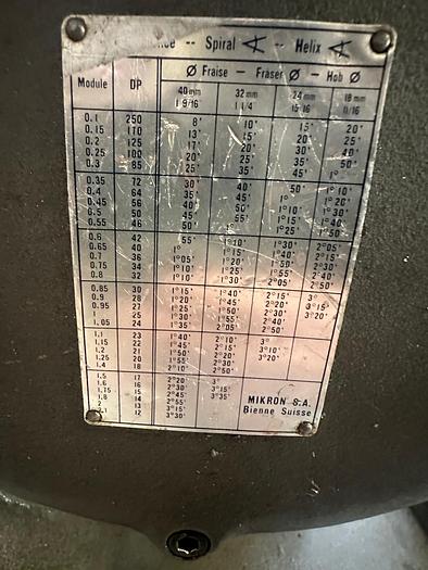 Used Mikron Type 132-02 Gear Hobbing Machine