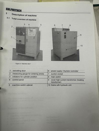 Used DR. Fritsch CSP 100 Sintering Press