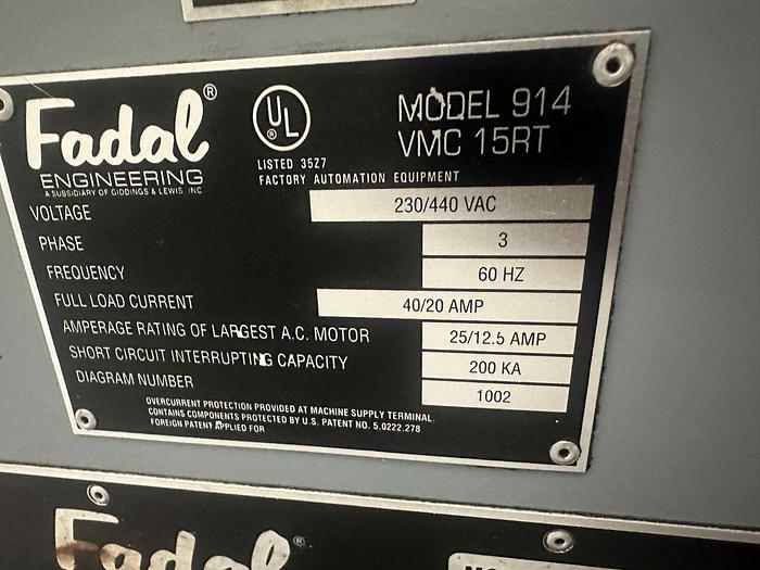 Used 1996 Fadal VMC 15XT Vertical Machining Centre