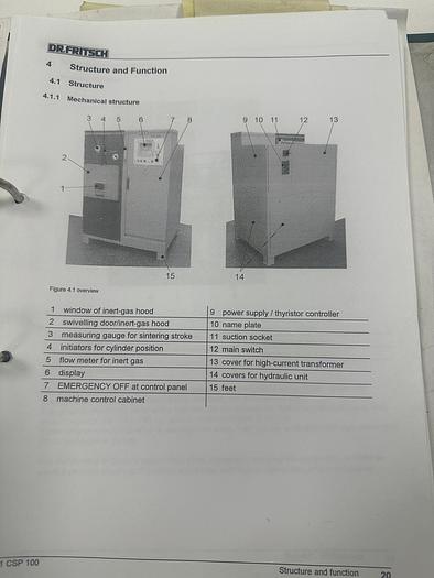Used DR. Fritsch CSP 100 Sintering Press