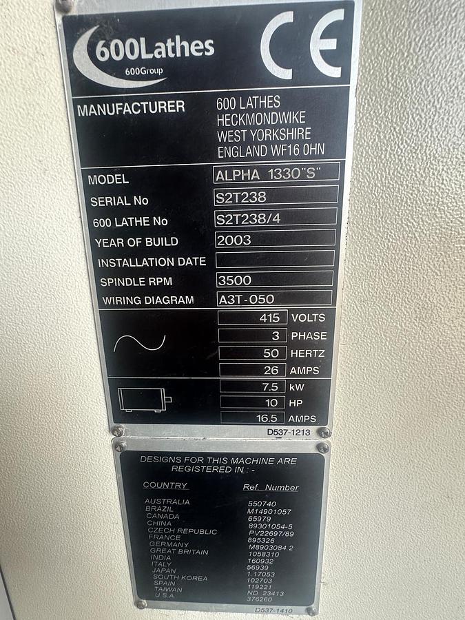 Used 2003 Harrison Alpha 1330S CNC Lathe