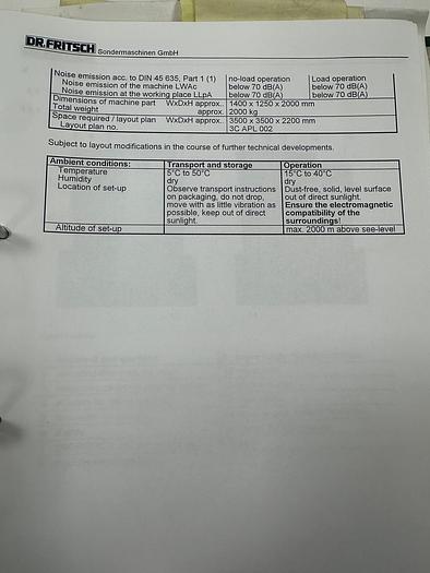 Used DR. Fritsch CSP 100 Sintering Press