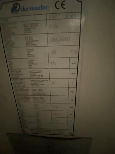 Used 2004 Durmazlar HAP30160 NC Pressbrake