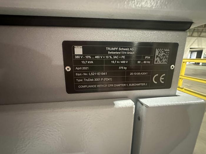 Used 2021 Trumpf Trulaser 1040 Fiber Laser Cutting Machine