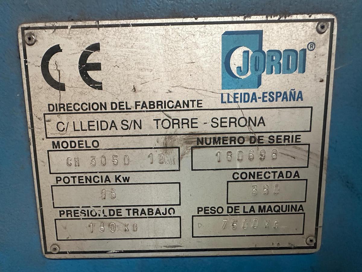 Used 1998 Jordi CH 3050 x 10 Hydraulic Guillotine