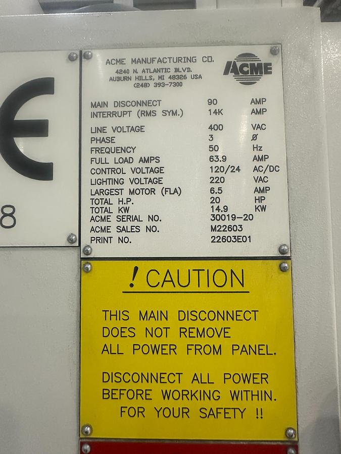 Used 2008 ACME Manufacturing Company. Polishing Cell