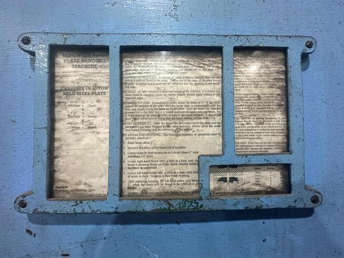 Used Sedgwick Plate Bending Machine