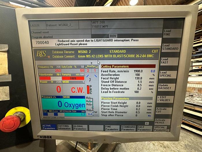 Used 2001 Bristow Laser Systems BLS 6000 4kW Laser