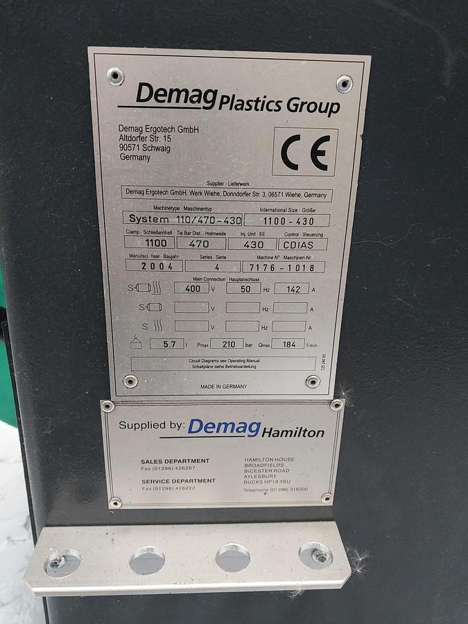 Used 2004 Demag System 110/470-430 Injection Moulding Machine | 40mm Screw | For Sale Ireland