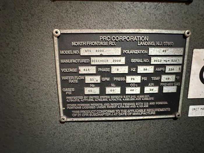 Used 2001 Bristow Laser Systems BLS 6000 4kW Laser