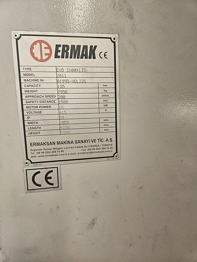 Used 2011 Ermaksan Speed Bend EVO 3100x135 CNC Pressbrake