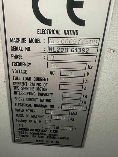Used 2006 Mori Seiki NL2000/500 CNC Lathe