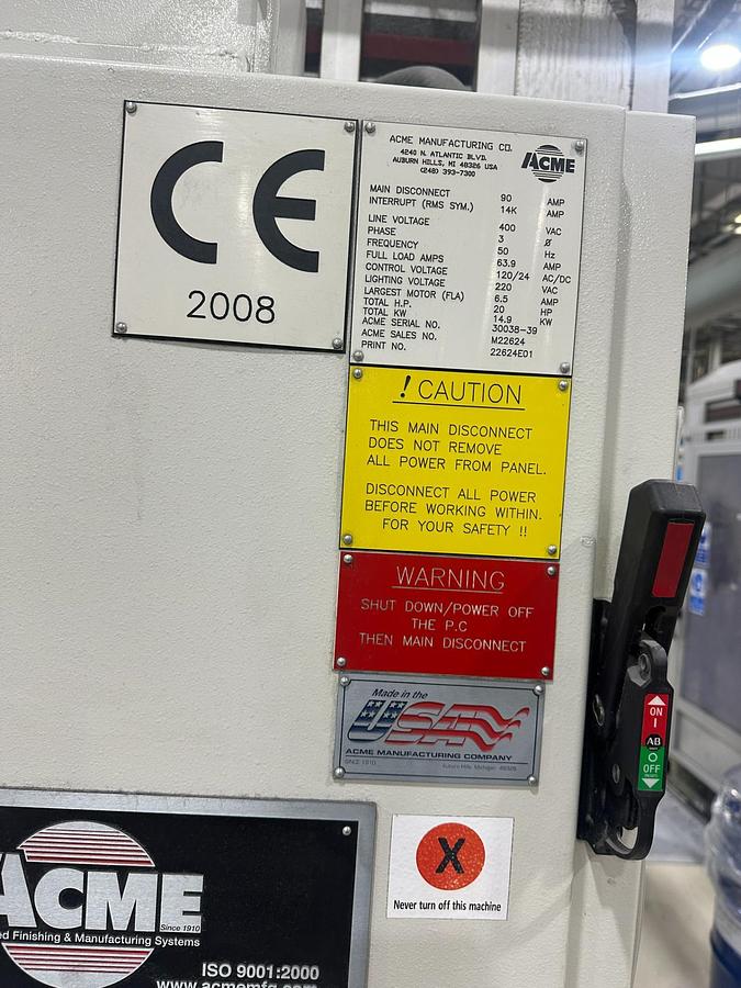 Used 2008 ACME Manufacturing Company. Polishing Cell