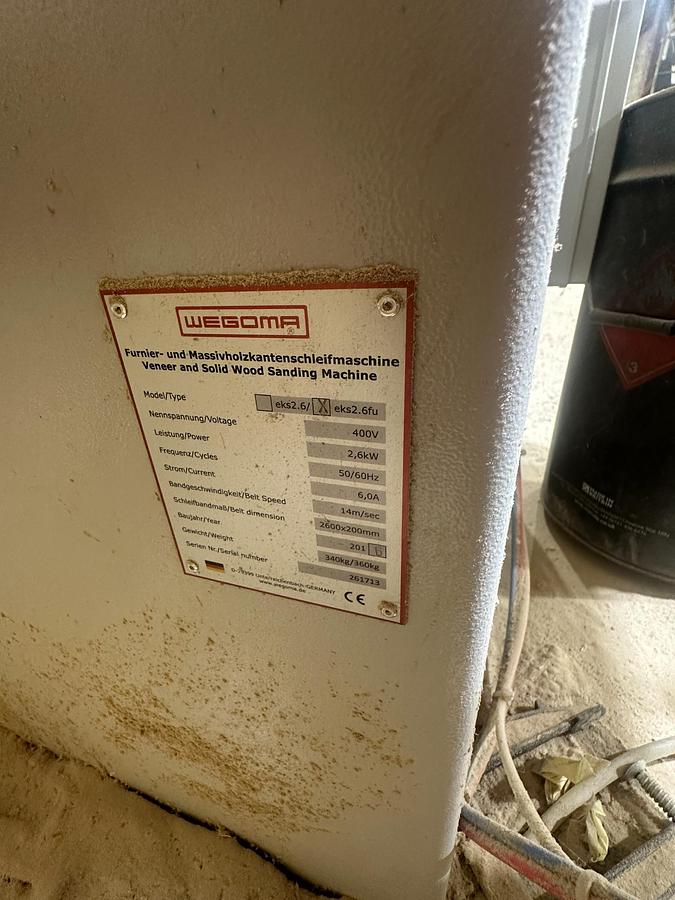 Used 2016 Wegoma EKS 2600 FU Veneer & Solid Wood Sanding Machine with Maggi Steff 2034 Feeder