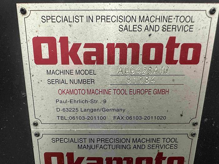 Used 2013 Okamoto Grind-X ACC 42SA1Q CNC Surface Grinder