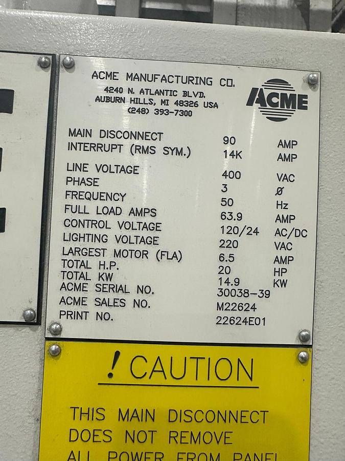 Used 2008 ACME Manufacturing Company. Polishing Cell