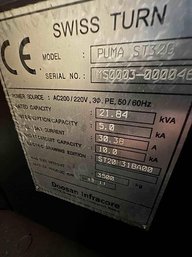 Used 2013 Doosan Puma ST32G SIiding Head CNC Lathe