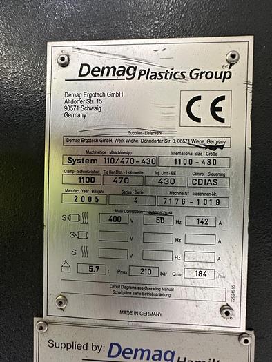Used 2005 Demag System 110/470-430 Injection Moulding Machine