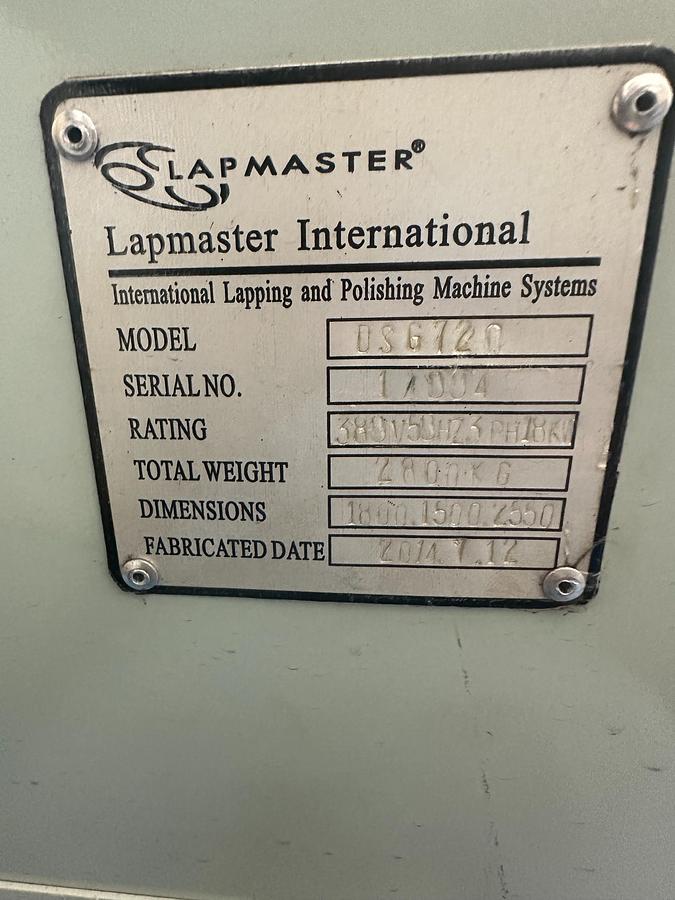 Used 2014 Lapmaster DSG 720 Double Side Fine Grinding Machine