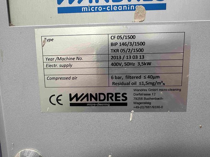 Used 2013 Wandres CF05/1500 Cleaning Machine