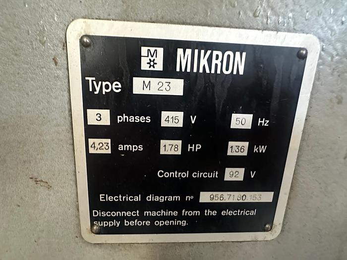 Used Mikron Type 132-02 Gear Hobbing Machine