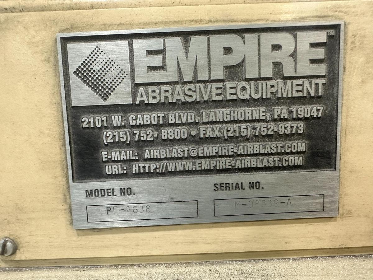 Used Empire Abrasive Equipment Sand Blaster PF-2626 – Complete System with Dust Extraction