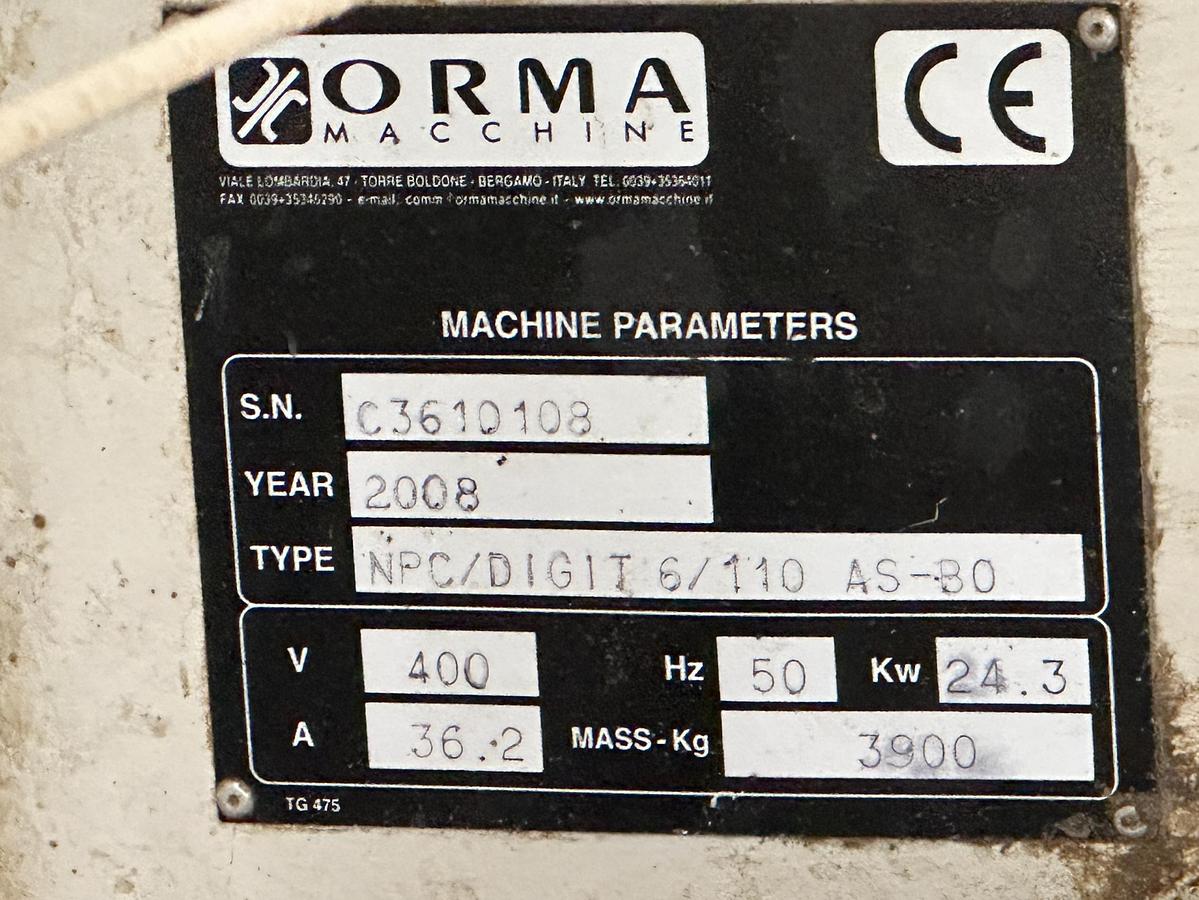 Used 2008 Orma NPC Digit 6/110 AS-BO Hydraulic Hot Press