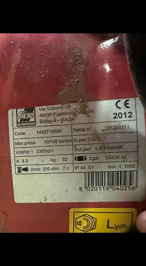 Used 2012 Fiac AB 100-248 Air Compressor